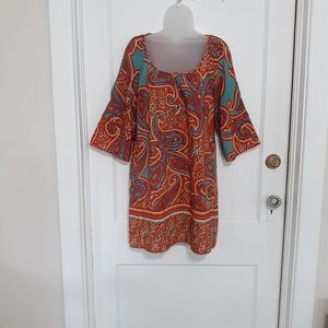 GLAM Paisley Shift  Dress Orange Size Small